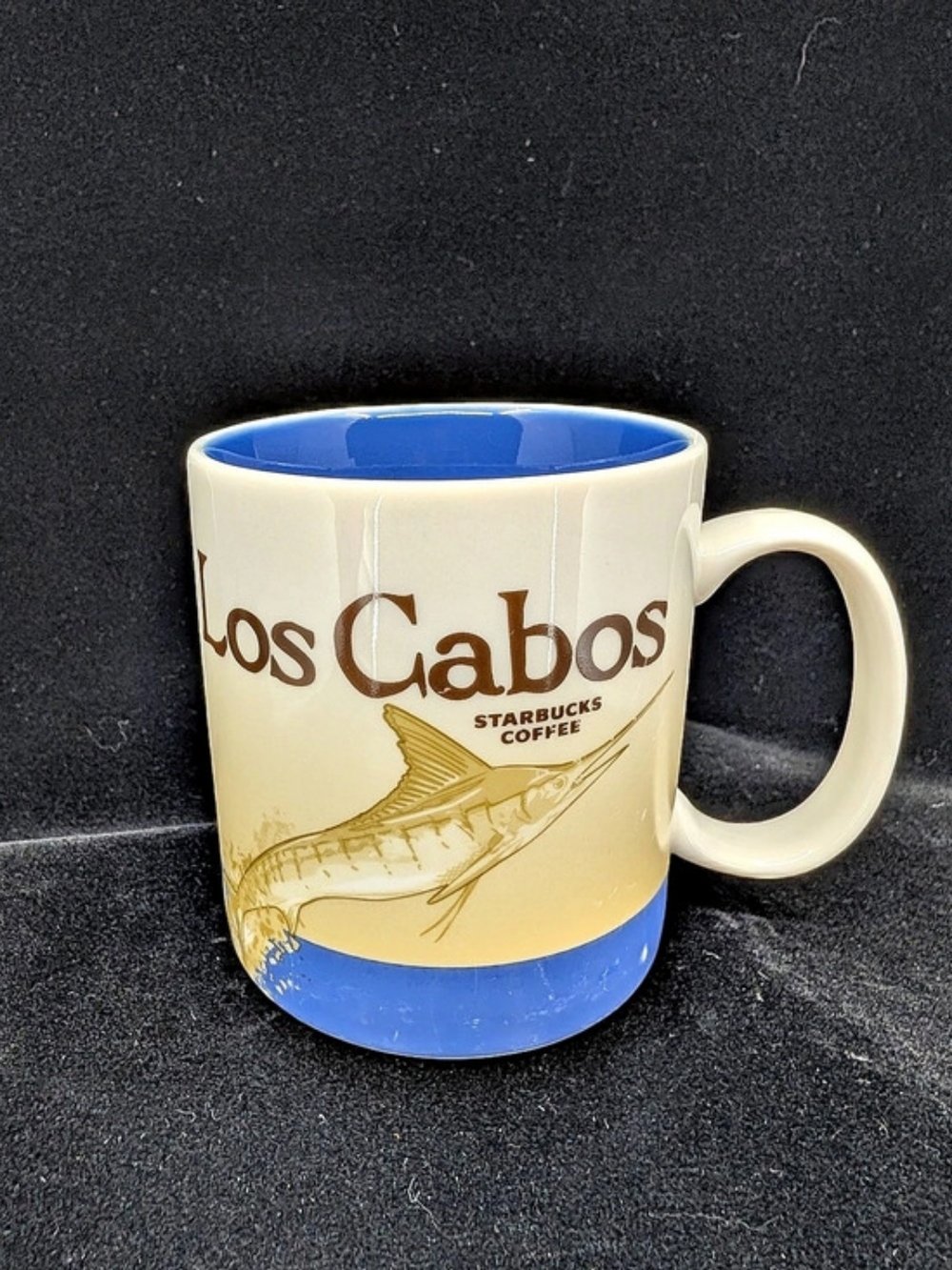 Starbucks Los Cabos Mexico Global Icon Series Coffee Mug Cream & Blue 2015